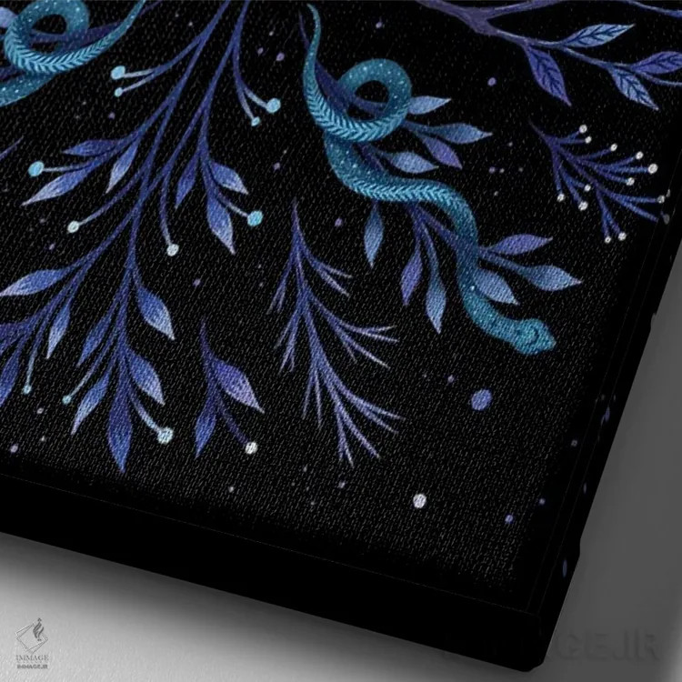 تابلو دکوراتیو جغدها در نور ماه اثر اپیزودیک دراوینگ - نمای نزدیک بافت بوم