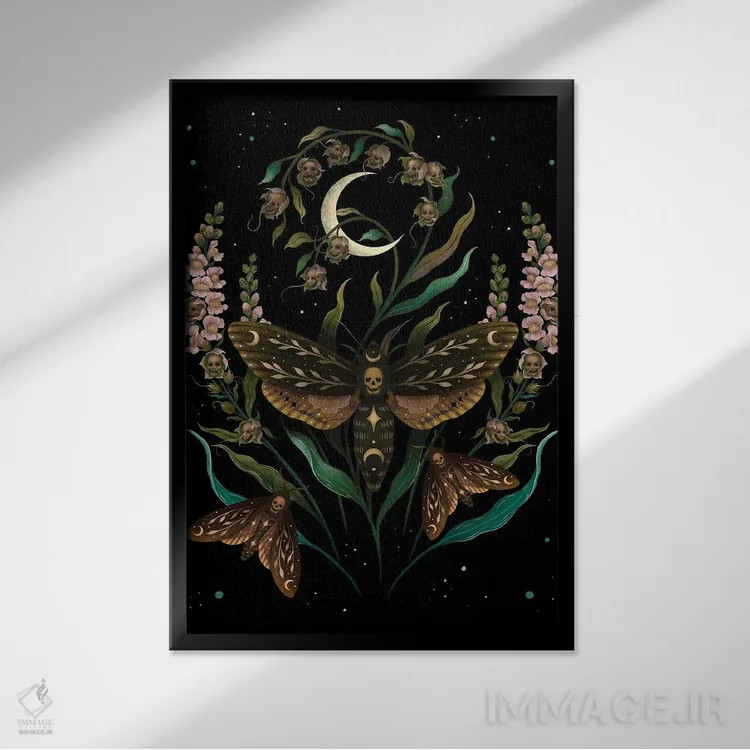 تابلو دکوراتیو سر مرگ اثر اپیزودیک دراوینگ - نمای قابدار مشکی