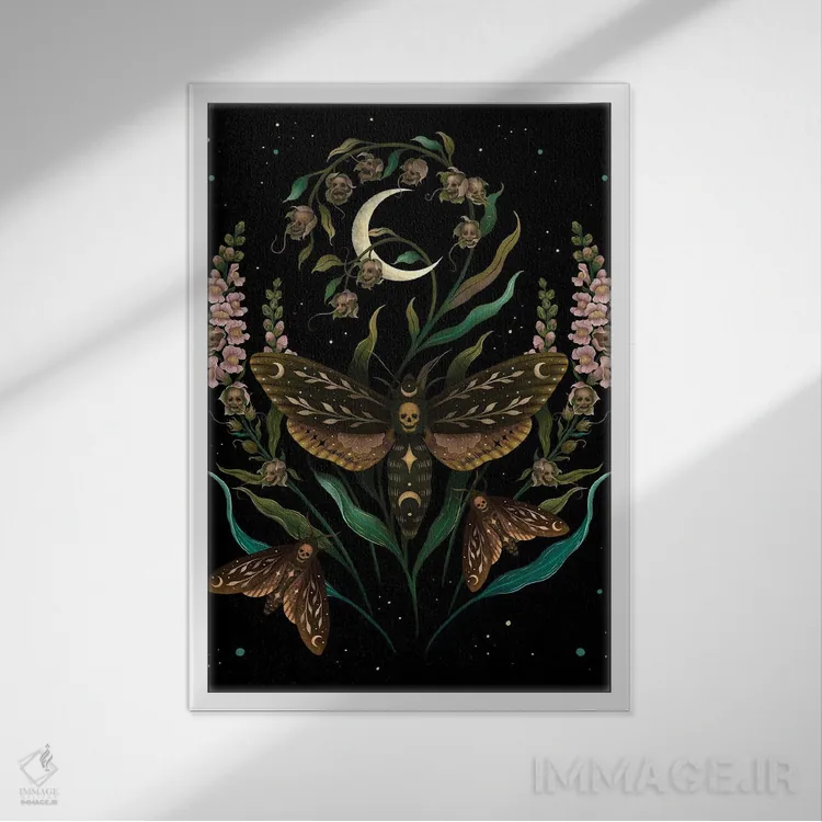 تابلو دکوراتیو سر مرگ اثر اپیزودیک دراوینگ - نمای قابدار سفید