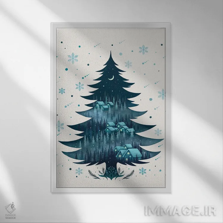 تابلو دکوراتیو شب ساکت اثر اپیزودیک دراوینگ - نمای قابدار سفید