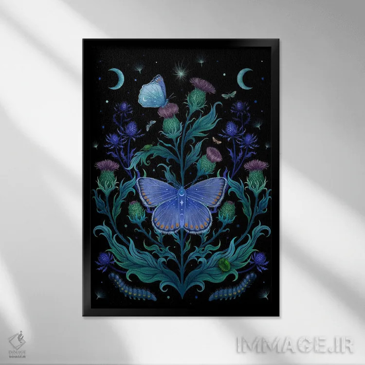 تابلو دکوراتیو خانه خار مریم اثر اپیزودیک دراوینگ - نمای قابدار مشکی