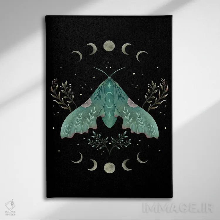 تابلو دکوراتیو لونا و پروانه شب پره اثر اپیزودیک دراوینگ - نمای روبهرو روی دیوار