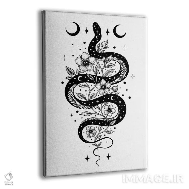 تابلو دکوراتیو افسون مار سیاه اثر اپیزودیک دراوینگ - نمای پرسپکتیو محصول