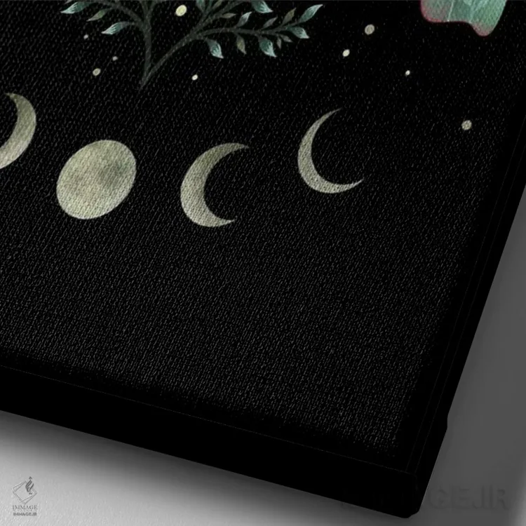 تابلو دکوراتیو لونا و پروانه شب پره اثر اپیزودیک دراوینگ - نمای نزدیک بافت بوم