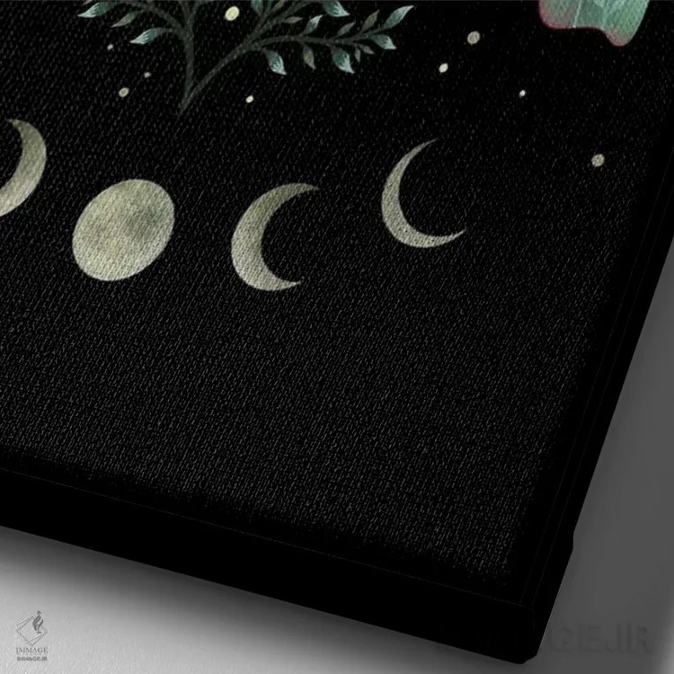 تابلو دکوراتیو لونا و پروانه شب پره اثر اپیزودیک دراوینگ - نمای نزدیک بافت بوم