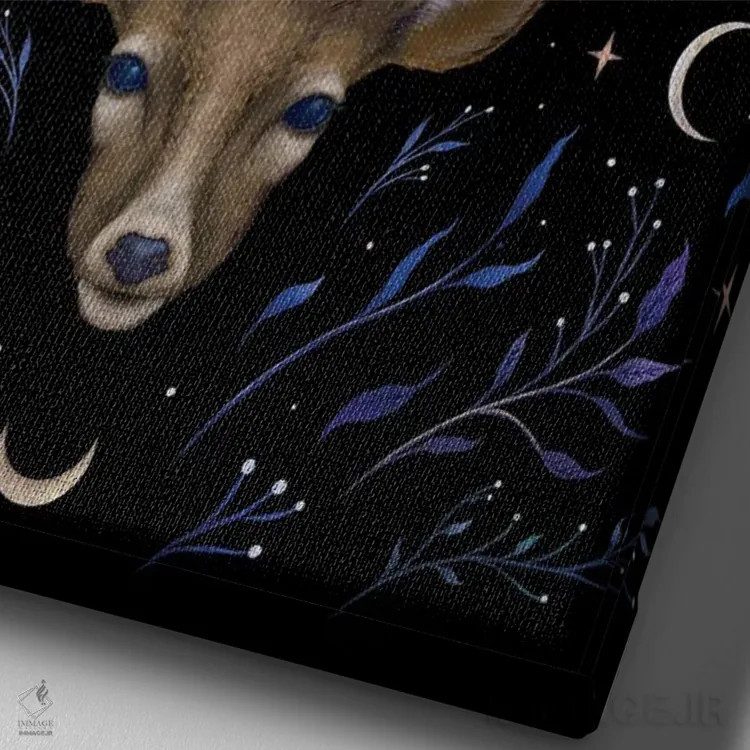 تابلو دکوراتیو رویای گوزن اثر اپیزودیک دراوینگ - نمای نزدیک بافت بوم