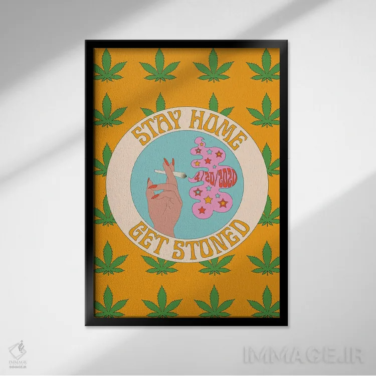 تابلو دکوراتیو در خانه بمان و رها باش اثر پاردوکس بی نظیر - نمای قابدار مشکی