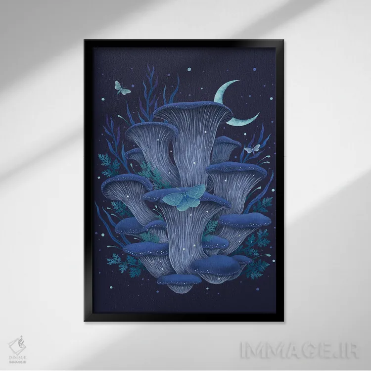 تابلو دکوراتیو صدف آبی اثر اپیزودیک دراوینگ - نمای قابدار مشکی