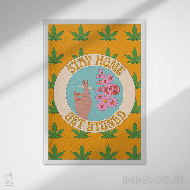 تابلو دکوراتیو در خانه بمان و رها باش اثر پاردوکس بی نظیر - نمای قابدار سفید