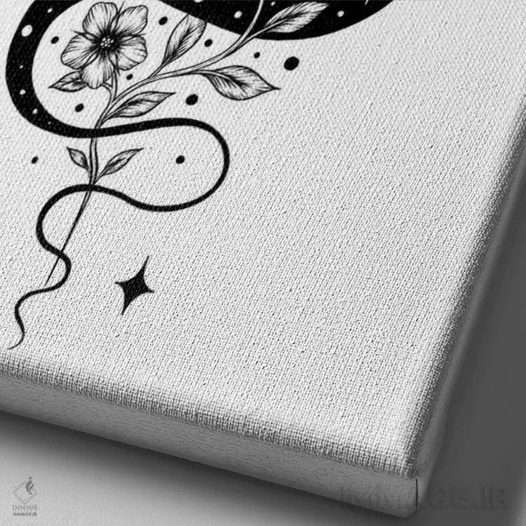 تابلو دکوراتیو افسون مار سیاه اثر اپیزودیک دراوینگ - نمای نزدیک بافت بوم