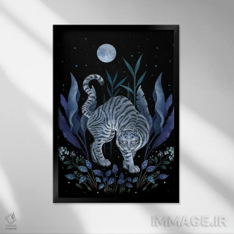 تابلو دکوراتیو سال ببر اثر اپیزودیک دراوینگ - نمای قابدار مشکی