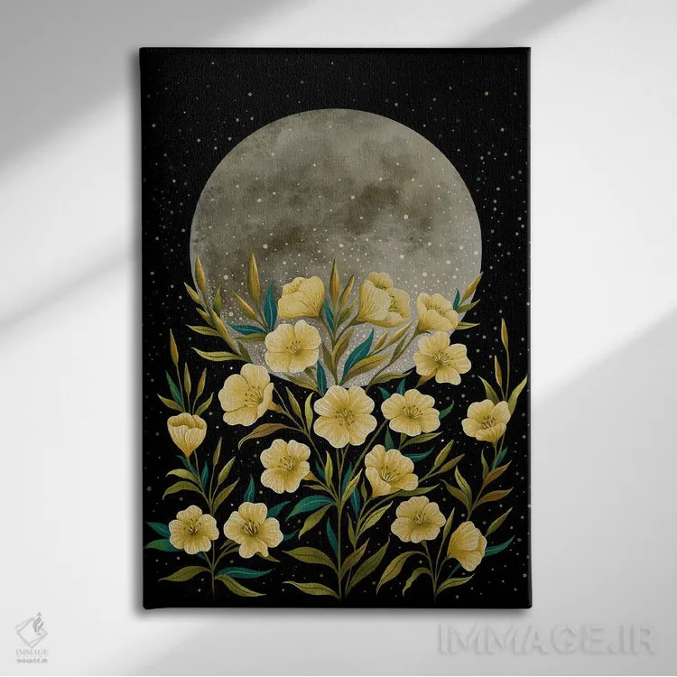 تابلو دکوراتیو درود ماه زرد اثر اپیزودیک دراوینگ - نمای روبهرو روی دیوار