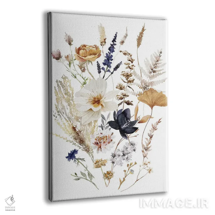 تابلو دکوراتیو گل های سرمه ای و کرم رنگ اثر افرازی گرافیکز - نمای پرسپکتیو محصول