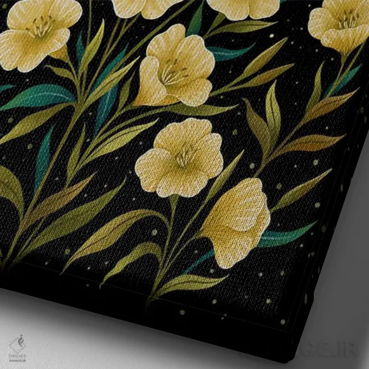 تابلو دکوراتیو درود ماه زرد اثر اپیزودیک دراوینگ - نمای نزدیک بافت بوم