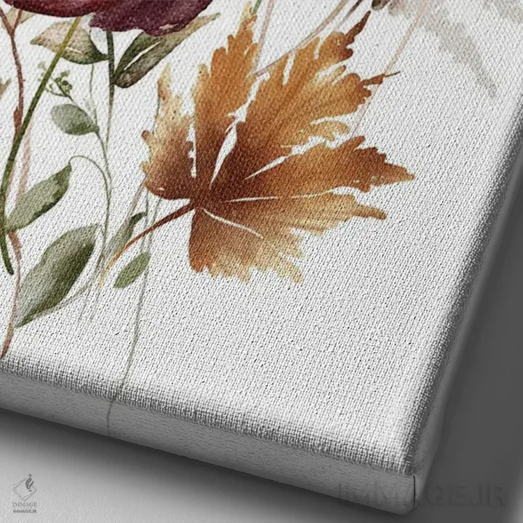 تابلو دکوراتیو گل های زرشکی اثر افرازی گرافیکز - نمای نزدیک بافت بوم