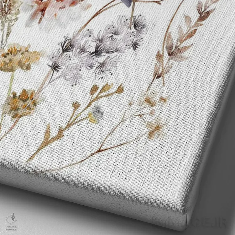 تابلو دکوراتیو گل های سرمه ای و کرم رنگ اثر افرازی گرافیکز - نمای نزدیک بافت بوم