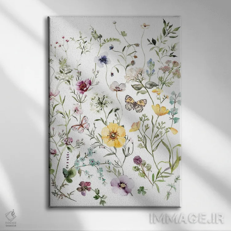 تابلو دکوراتیو گل های وحشی اثر افرازی گرافیکز - نمای روبهرو روی دیوار