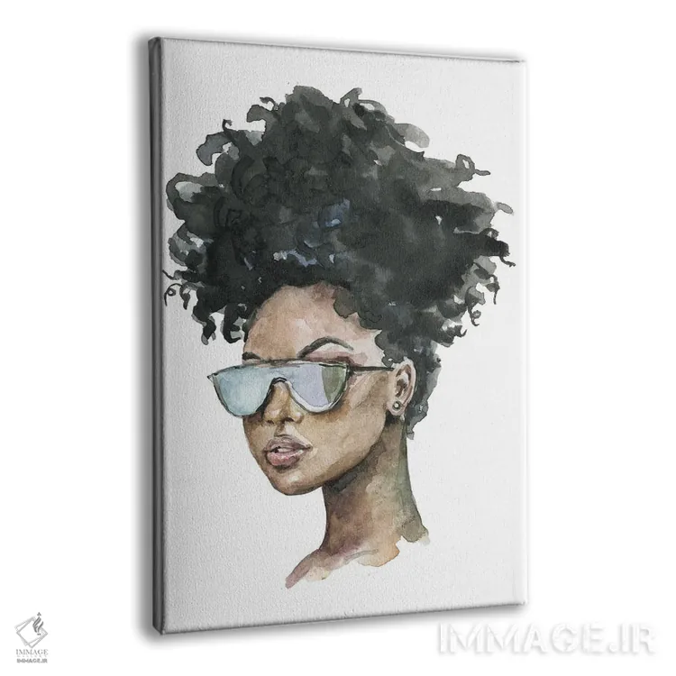 تابلو دکوراتیو دختر آفریقایی با عینک آفتابی اثر افرازی گرافیکز - نمای پرسپکتیو محصول