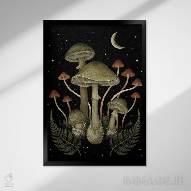 تابلو دکوراتیو قارچ مرگبار اثر اپیزودیک دراوینگ - نمای قابدار مشکی