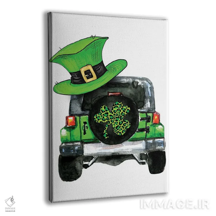 تابلو دکوراتیو جیپ روز سنت پاتریک اثر افرازی گرافیکز - نمای پرسپکتیو محصول