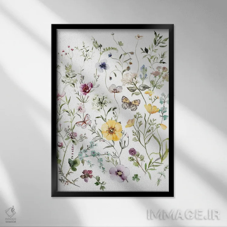 تابلو دکوراتیو گل های وحشی اثر افرازی گرافیکز - نمای قابدار مشکی
