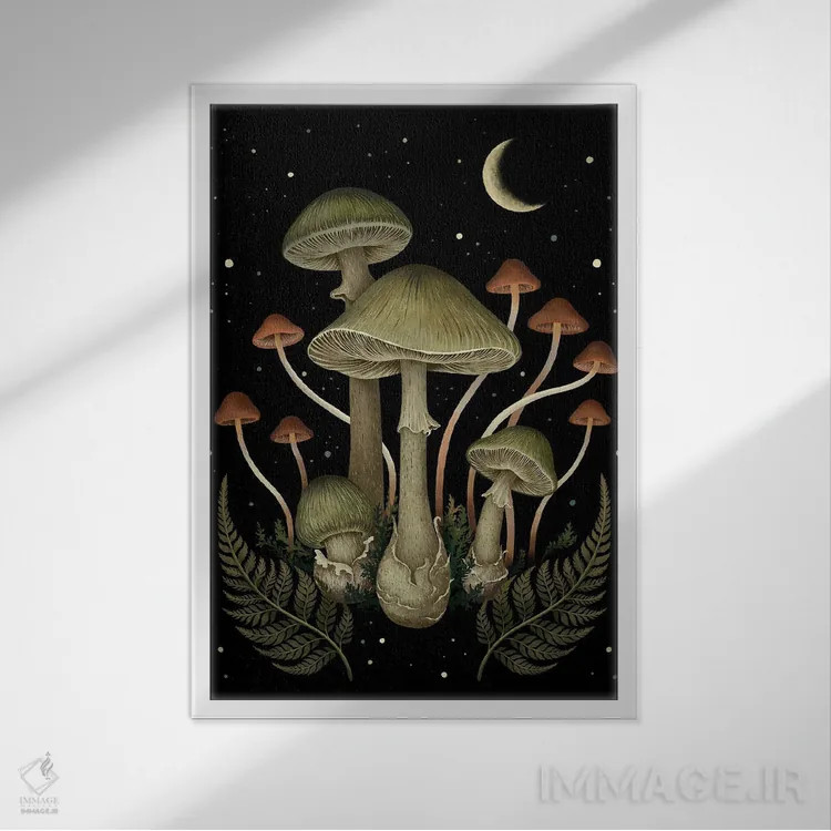 تابلو دکوراتیو قارچ مرگبار اثر اپیزودیک دراوینگ - نمای قابدار سفید