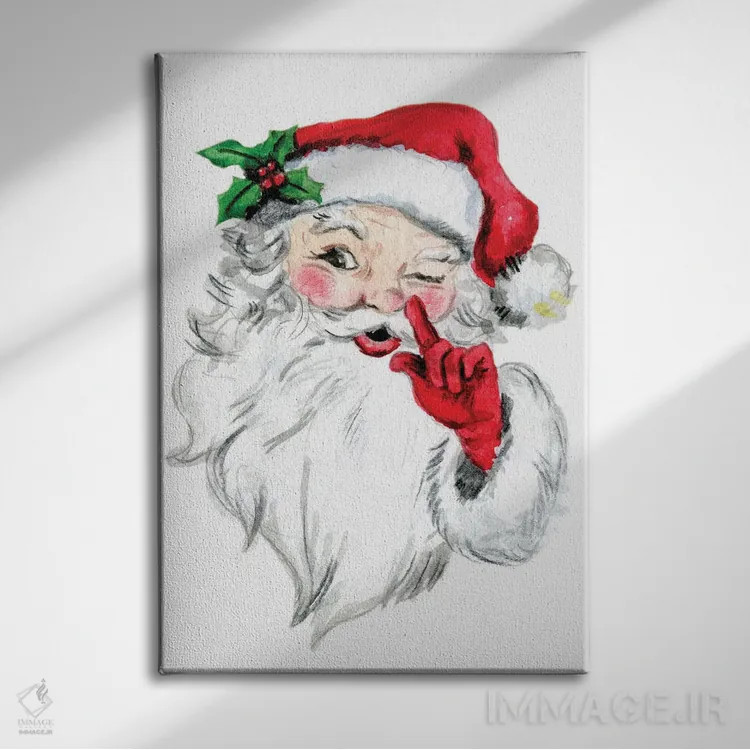 تابلو دکوراتیو سر بابانوئل اثر افرازی گرافیکز - نمای روبهرو روی دیوار