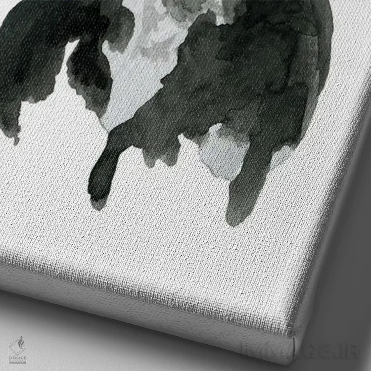 تابلو دکوراتیو گاو سیاه سفید با هدبند اثر افرازی گرافیکز - نمای نزدیک بافت بوم