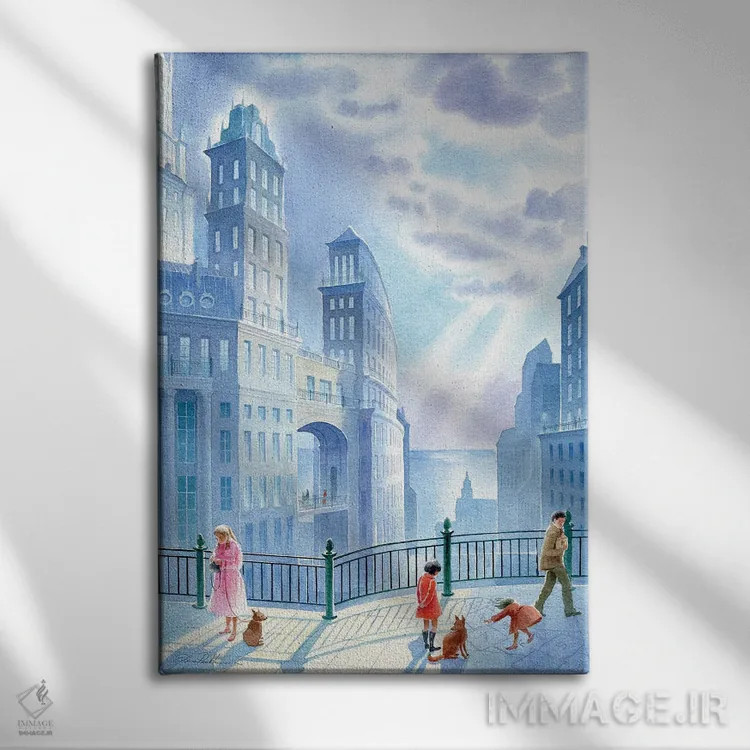 تابلو دکوراتیو پیاده روی در شهر اثر النا پروخوروا - نمای روبهرو روی دیوار