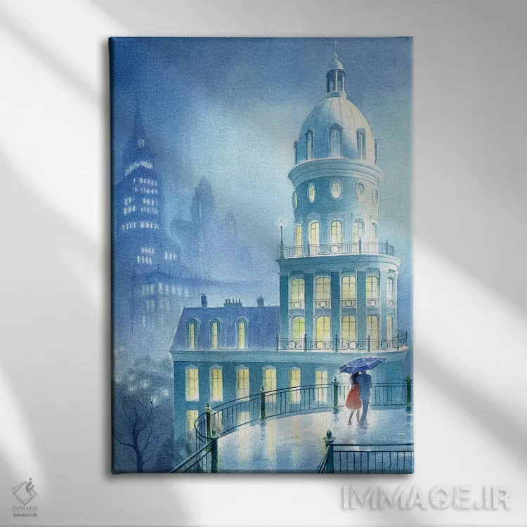 تابلو دکوراتیو باران در شهری ناشناخته اثر النا پروخوروا - نمای روبهرو روی دیوار