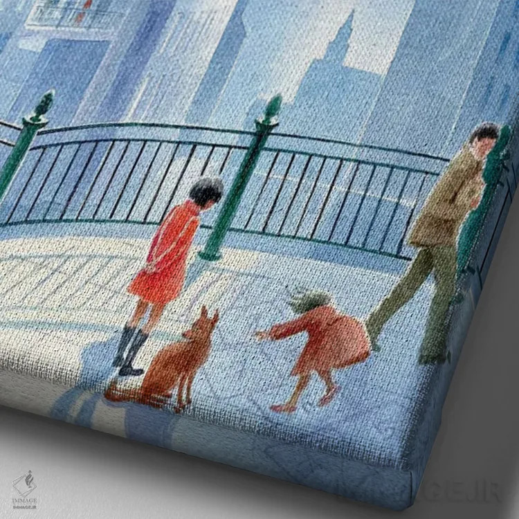 تابلو دکوراتیو پیاده روی در شهر اثر النا پروخوروا - نمای نزدیک بافت بوم