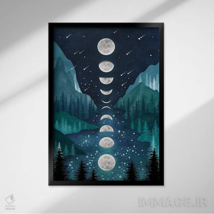 تابلو دکوراتیو رودخانه و آسمان اثر اپیزودیک دراوینگ - نمای قابدار مشکی