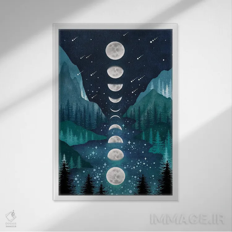 تابلو دکوراتیو رودخانه و آسمان اثر اپیزودیک دراوینگ - نمای قابدار سفید