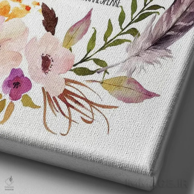 تابلو دکوراتیو وقتی تو را دیدم عاشق شدم، و تو لبخند زدی چون ... - شکسپیر اثر ادن پرینتیبلز - نمای نزدیک بافت بوم