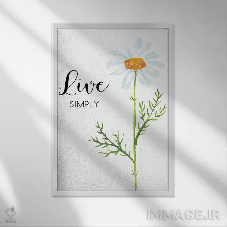 تابلو دکوراتیو ساده زندگی کن اثر ادن پرینتیبلز - نمای قابدار سفید