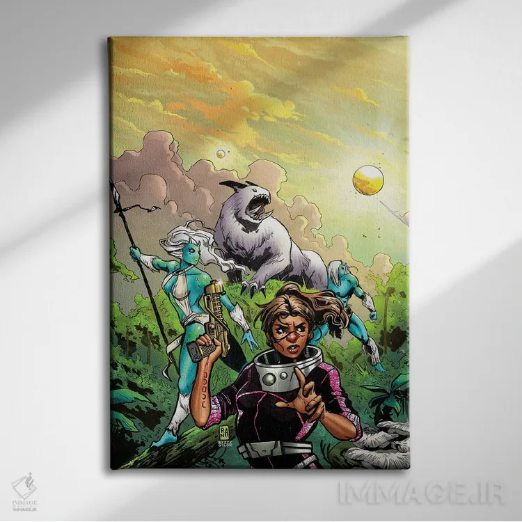 تابلو دکوراتیو آن سوی دورترین ستاره: جنگجویان زندار… اثر آلساندرو رانالدی و استودیو بی ززز - نمای روبهرو روی دیوار