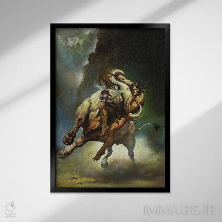 تابلو دکوراتیو تارزان و مرد دیوانه اثر بوریس والخو - نمای قابدار مشکی