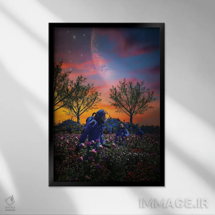 تابلو دکوراتیو روزی زیبا اثر ایوان رودز - نمای قابدار مشکی