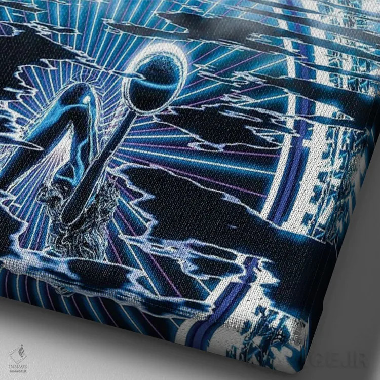 تابلو دکوراتیو بانوی برقی اثر ایوان رودز - نمای نزدیک بافت بوم