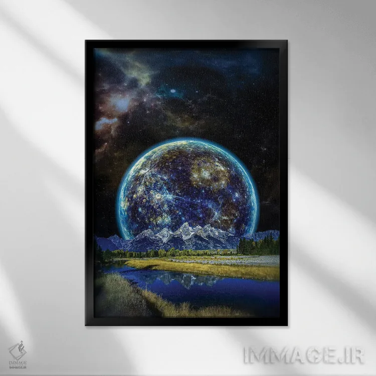 تابلو دکوراتیو کنار رودخانه اثر ایوان رودز - نمای قابدار مشکی