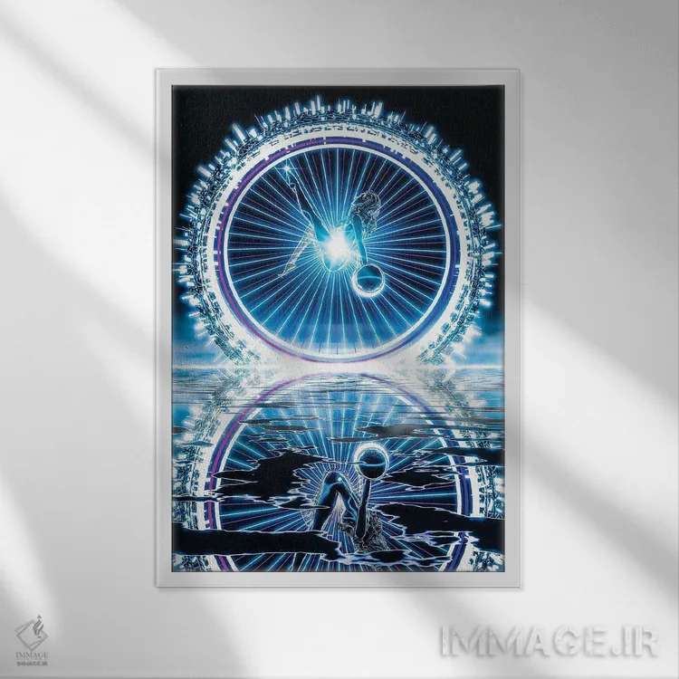 تابلو دکوراتیو بانوی برقی اثر ایوان رودز - نمای قابدار سفید