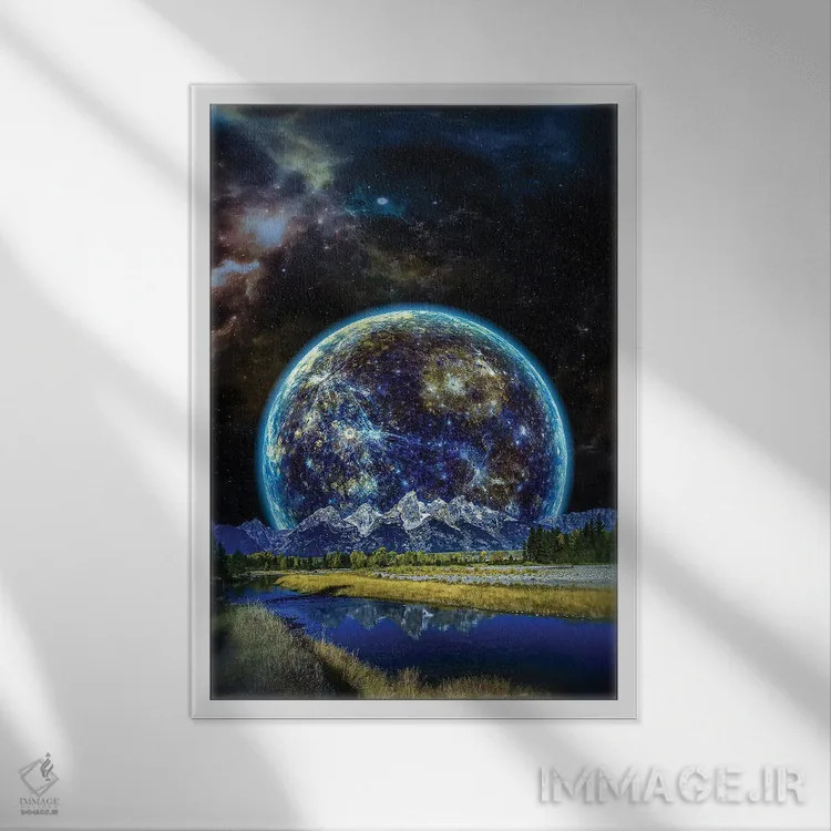 تابلو دکوراتیو کنار رودخانه اثر ایوان رودز - نمای قابدار سفید