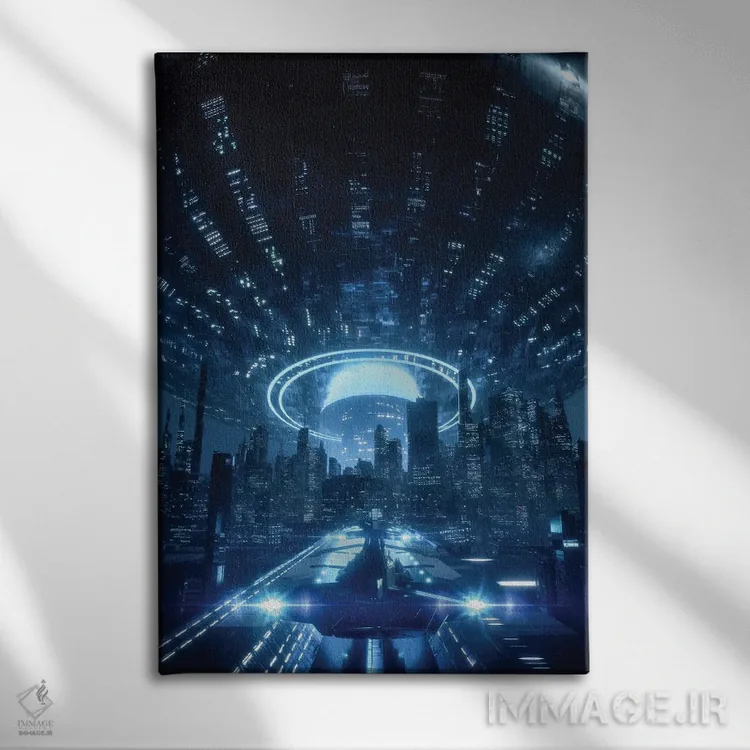 تابلو دکوراتیو منهتن ۲۰۵۰ اثر ایوان رودز - نمای روبهرو روی دیوار