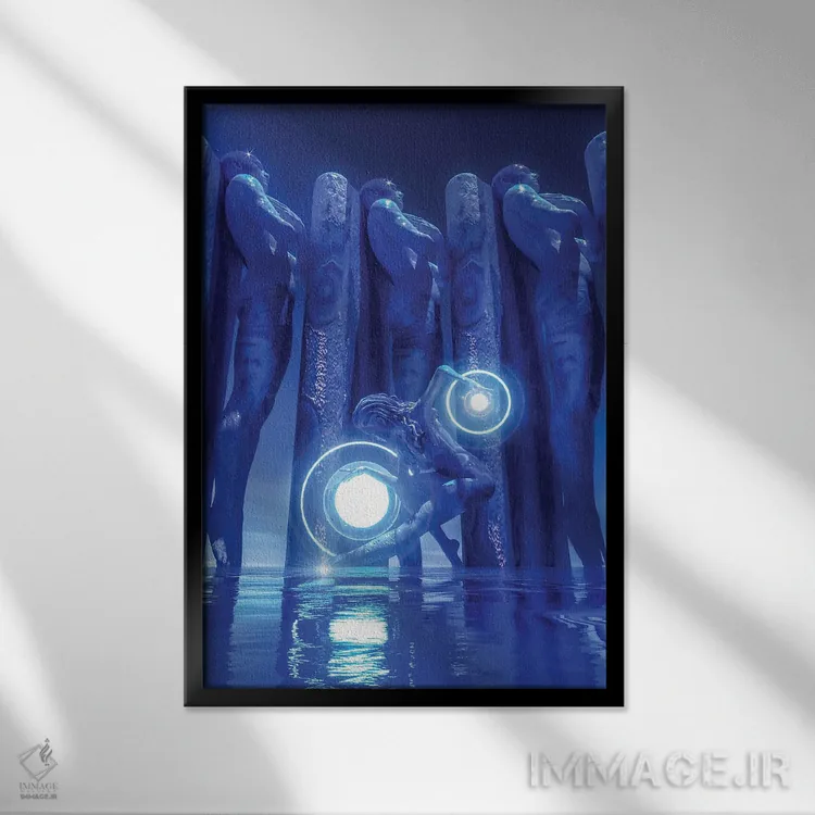 تابلو دکوراتیو ستون های انسانیت اثر ایوان رودز - نمای قابدار مشکی