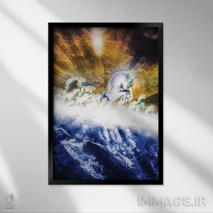 تابلو دکوراتیو کوه مه آلود اثر ایوان رودز - نمای قابدار مشکی