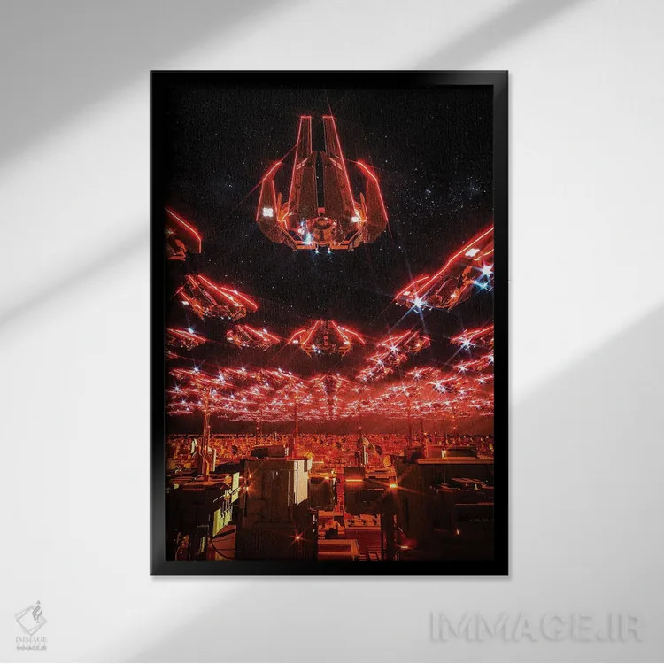 تابلو دکوراتیو حمله جت اثر ایوان رودز - نمای قابدار مشکی