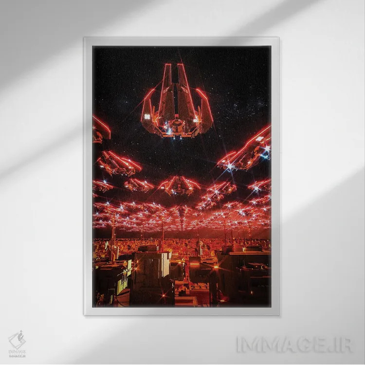 تابلو دکوراتیو حمله جت اثر ایوان رودز - نمای قابدار سفید