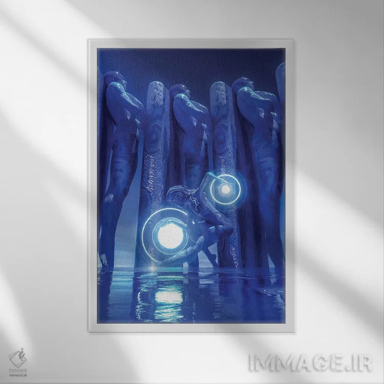 تابلو دکوراتیو ستون های انسانیت اثر ایوان رودز - نمای قابدار سفید