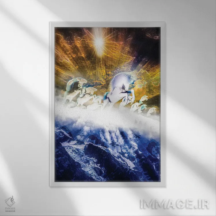 تابلو دکوراتیو کوه مه آلود اثر ایوان رودز - نمای قابدار سفید