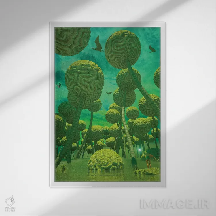 تابلو دکوراتیو جنگل مرجانی اثر ایوان رودز - نمای قابدار سفید